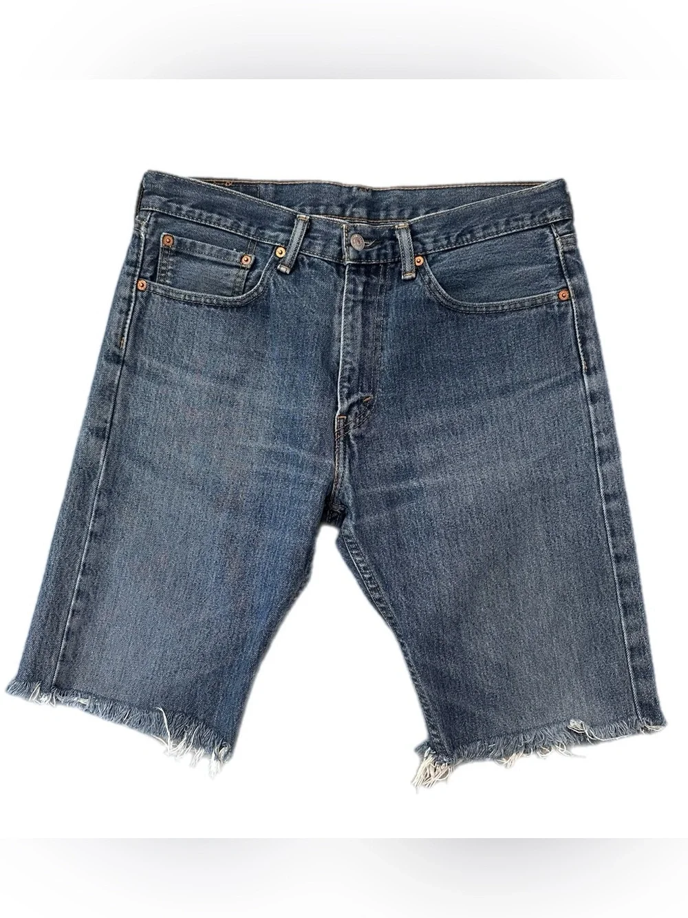 Levi’s 505 Jorts Men’s 33 Medium Wash Cut Off Denim Shorts Frayed Hem